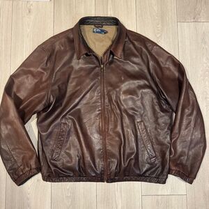 Vintage Polo Ralph Lauren Mens Leather Jacket Coat XXL 2XL Butter Soft Lambskin